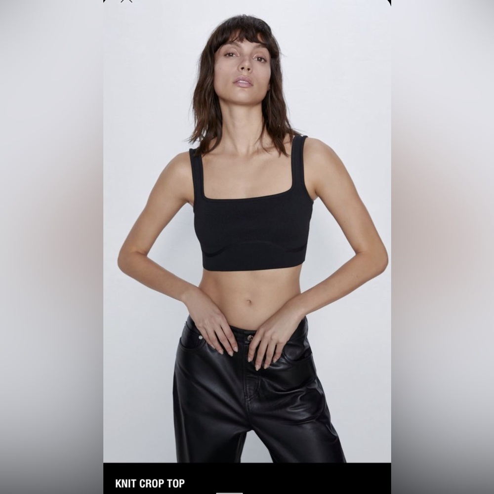 Zara Ribbed Square Neck Crop Top / Bralette Size S